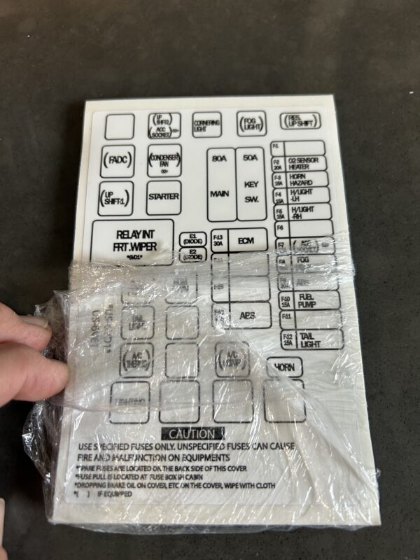 2nd gen isuzu trooper fuse box sticker